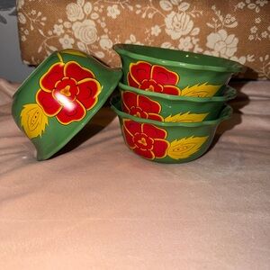 Temptations Green and Red Floral Bowls